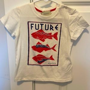 Gucci Kids White and Red Graphic T-Shirt